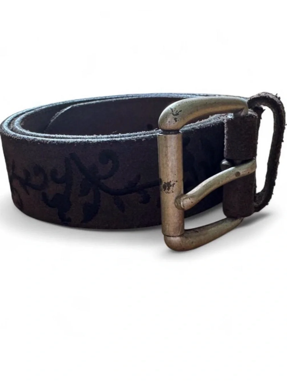 Gap brown suede genuine leather belt with brown floral embroidery size 30